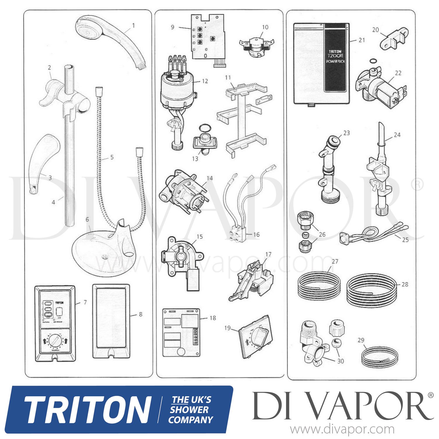 Triton T200re Shower Spare Parts TR DV 648